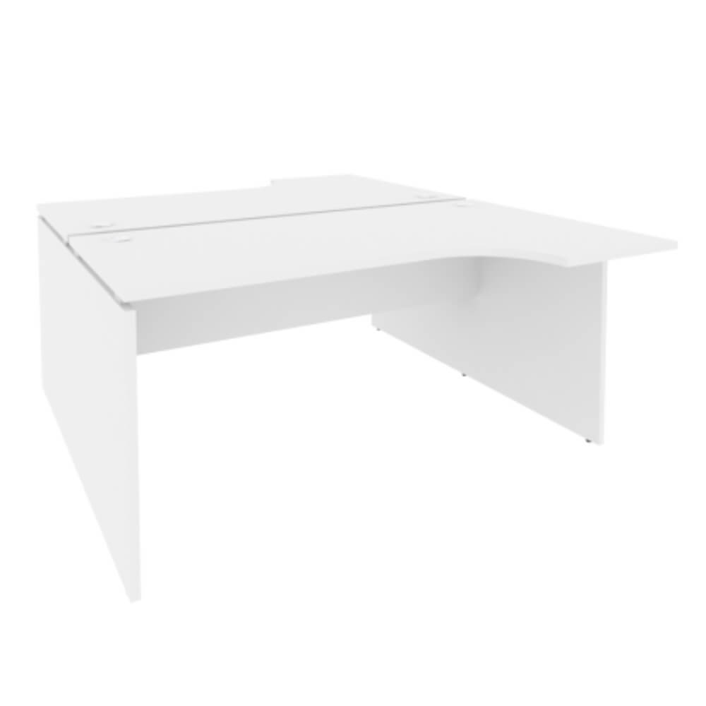 Эргономичная рабочая станции  на ЛДСП опорах 1580x1995x750 (Белый Бриллиант, 1580x1995x750 (1475/460))