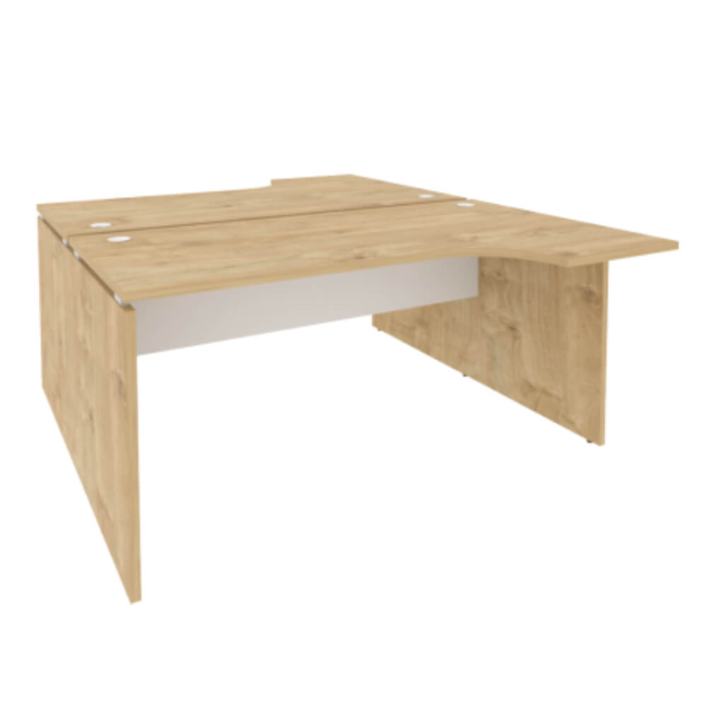 Эргономичная рабочая станции  на ЛДСП опорах 1580x1995x750 (Тиквуд Светлый/Белый Бриллиант, 1580x1995x750 (1475/460))