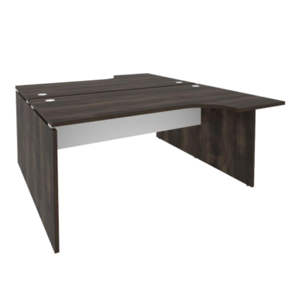 Эргономичная рабочая станции  на ЛДСП опорах 1580x1995x750 (Дуб Мали/Белый Бриллиант, 1580x1995x750 (1475/460))