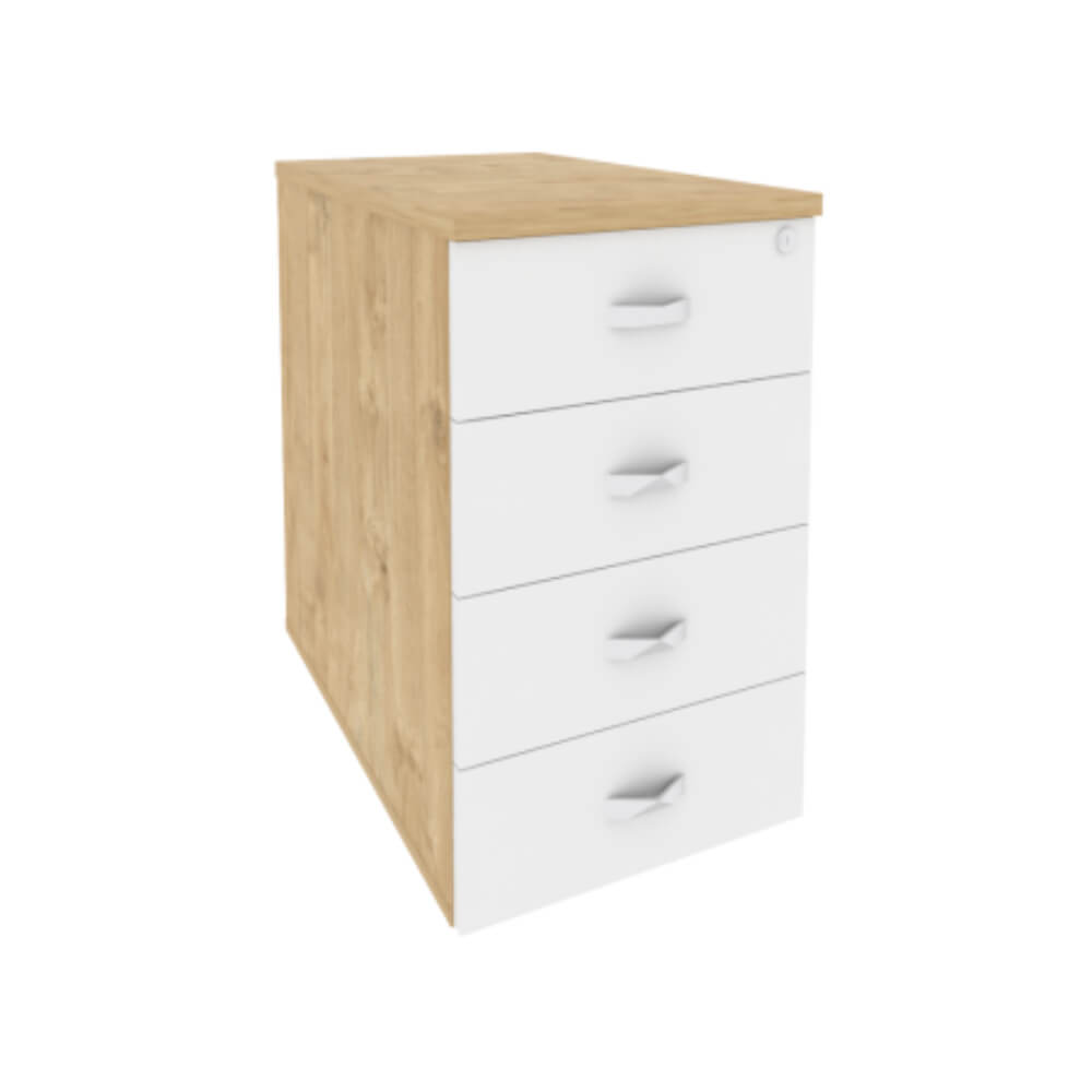 Тумба приставная/опорная 4 ящ. 432x720x750 (Тиквуд Светлый/Белый Бриллиант, 432x720x750)