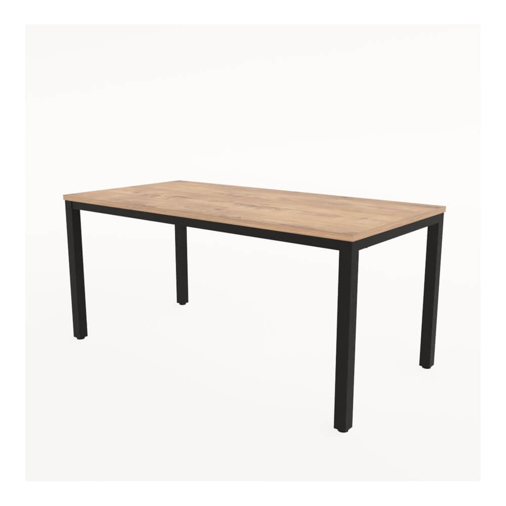 Стол обеденный прямоугольный LANCH 1600x800x740 (Teakwood/чёрный, 1600x800x740)