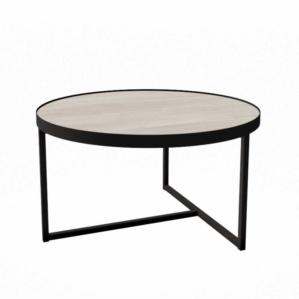Стол журнальный круглый ROUND 800x800x450 (Ivory/чёрный, 800x800x450)