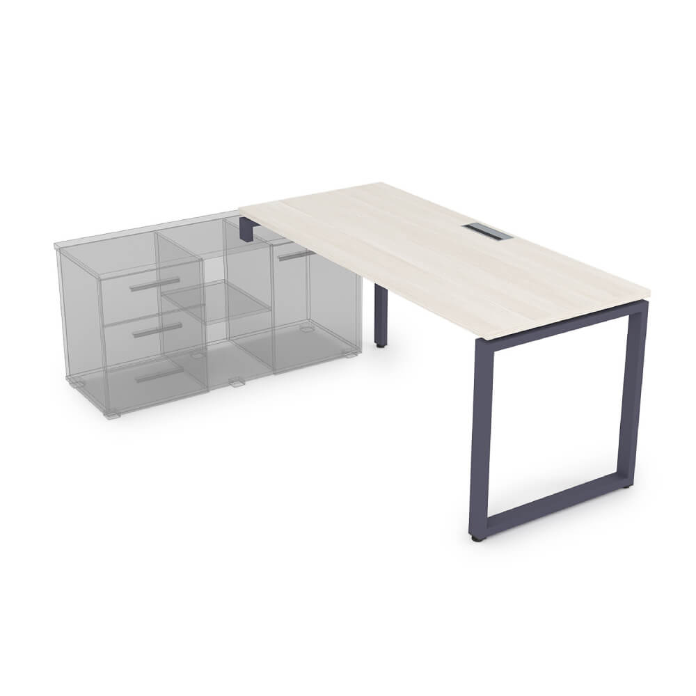 Стол рабочий левый 1600x700x750 (три опоры) (Ivory/графит, 1600x700x750)