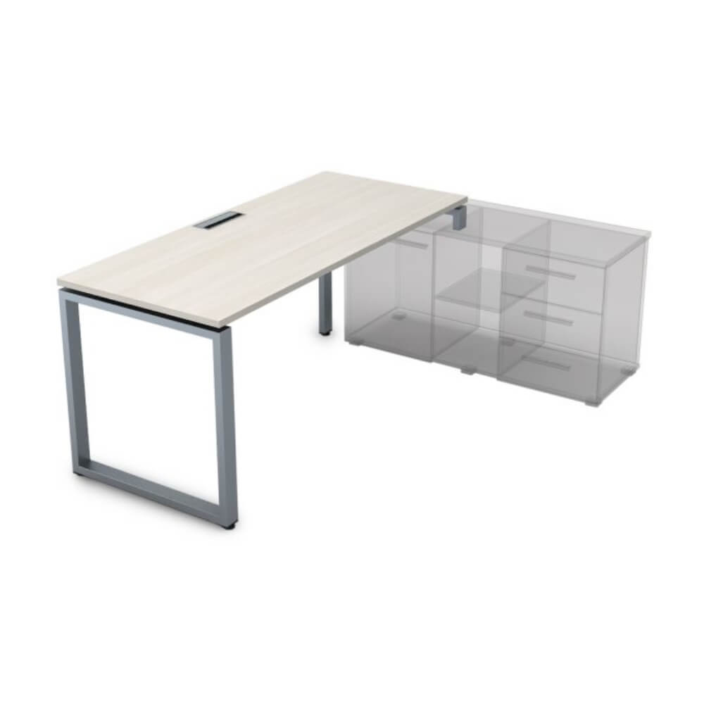 Стол рабочий правый 1600x700x750 (три опоры) (Ivory/алюминий матовый, 1600x700x750)