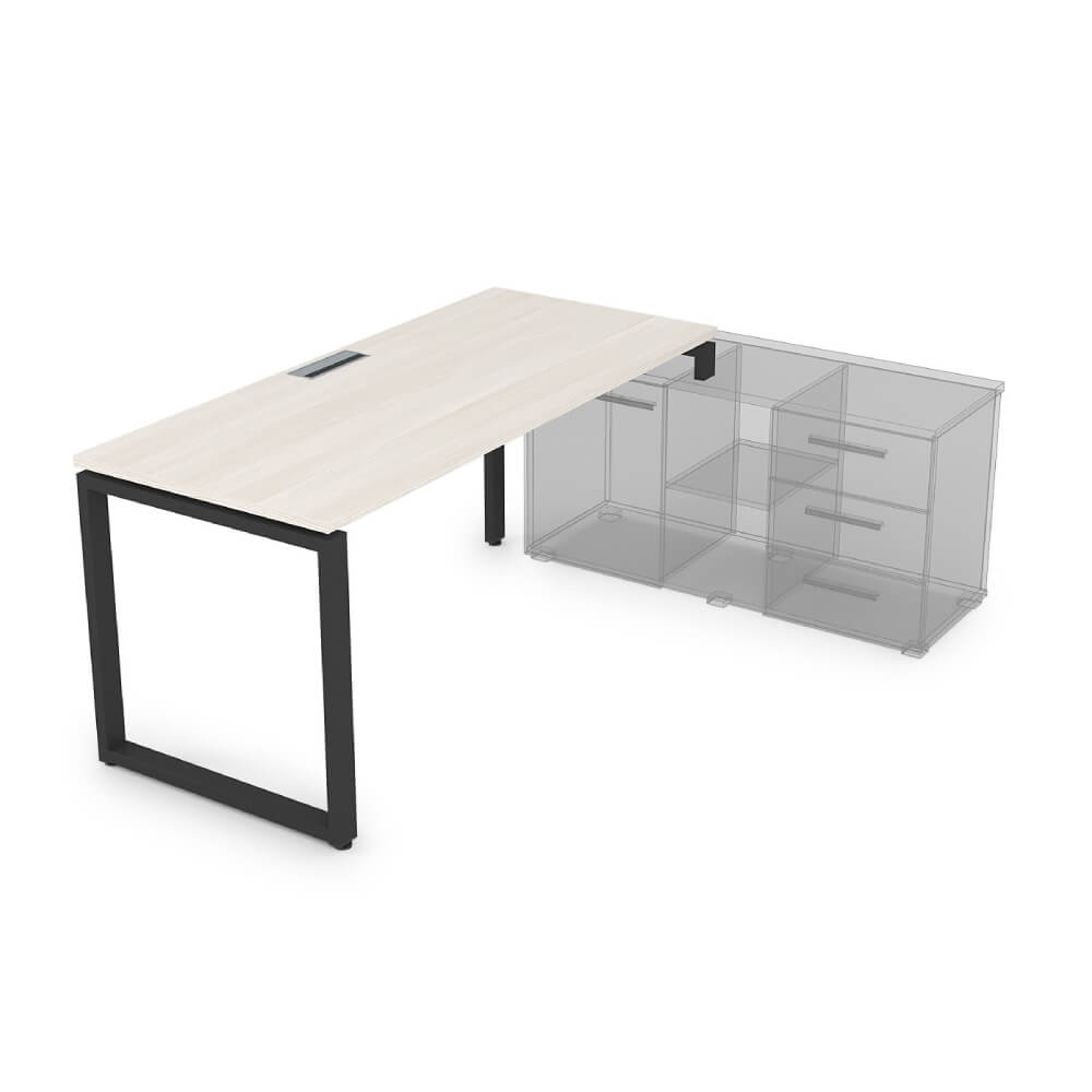 Стол рабочий правый 1600x700x750 (три опоры) (Ivory/чёрный, 1600x700x750)