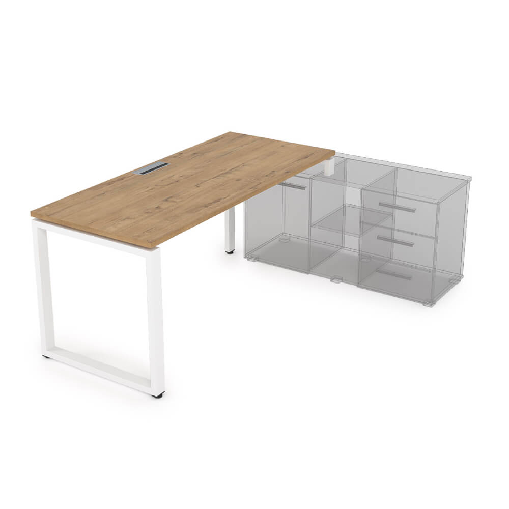 Стол рабочий правый 1600x700x750 (три опоры) (Teakwood/белый, 1600x700x750)