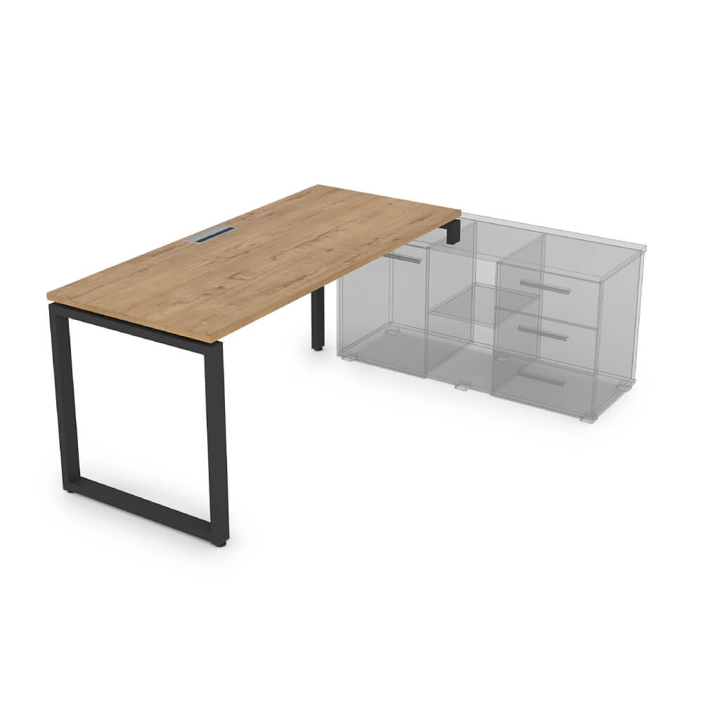 Стол рабочий правый 1600x700x750 (три опоры) (Teakwood/чёрный, 1600x700x750)