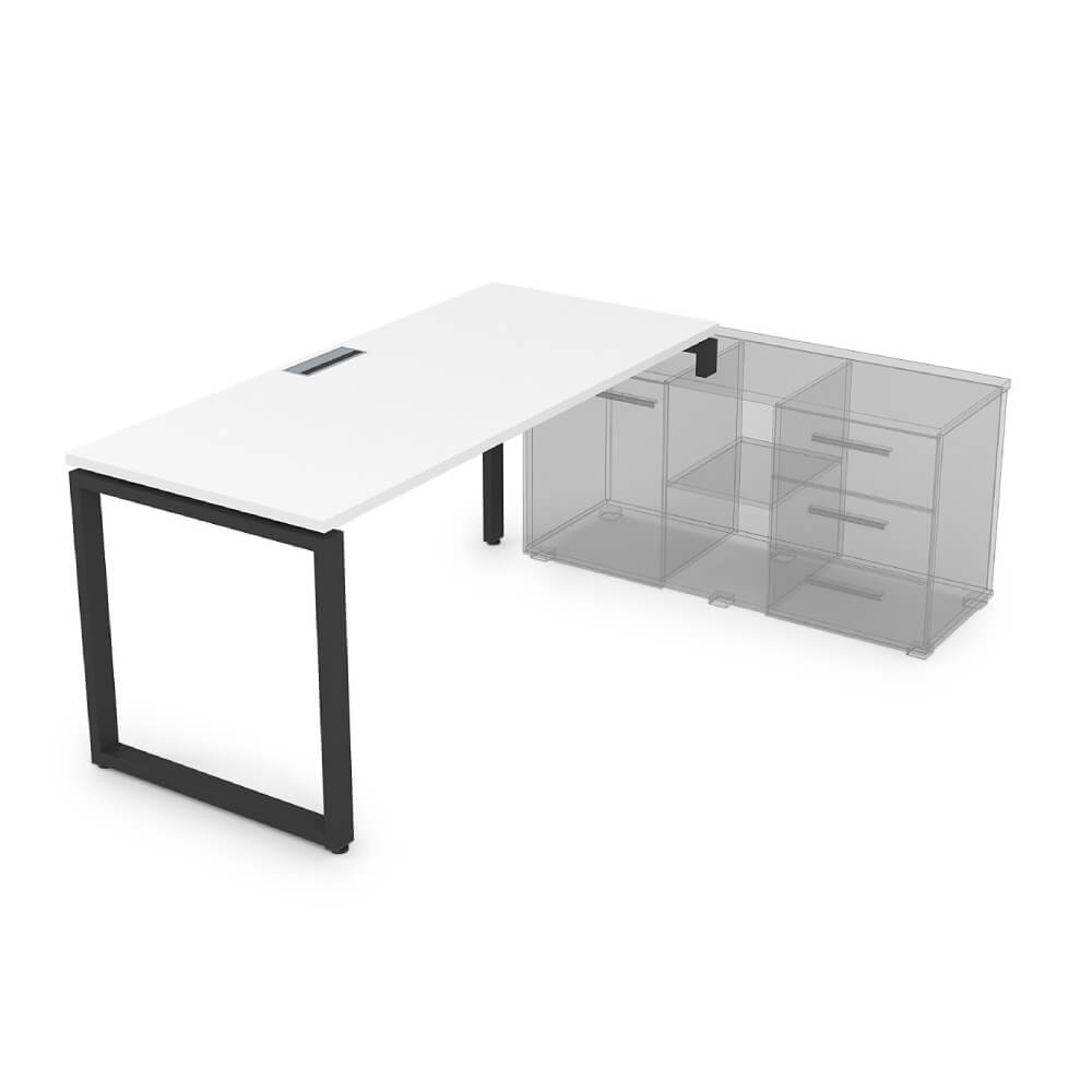 Стол рабочий правый 1800x700x750 (три опоры) (Белый Премиум/чёрный, 1800x700x750)