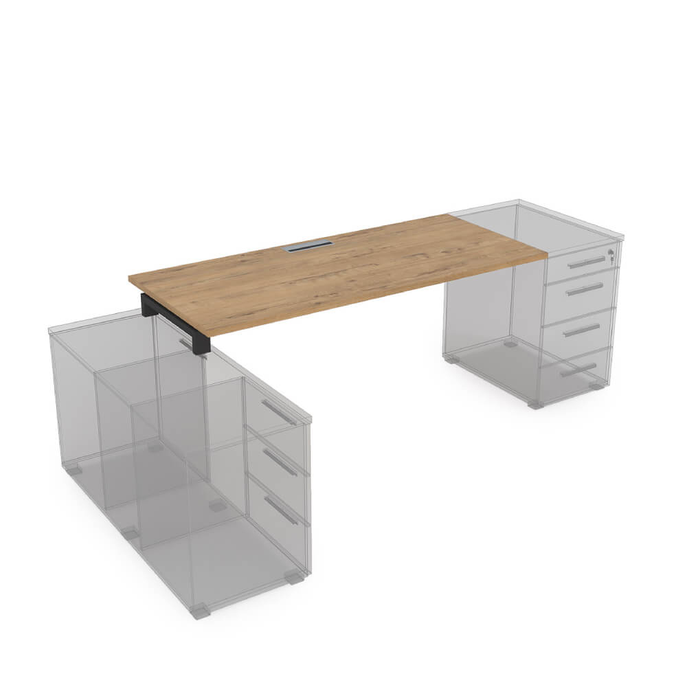 Стол рабочий 1600x700x750 (крепление к тумбе) (Teakwood/чёрный, 1600x700x750)