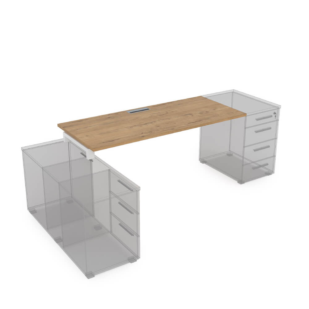 Стол рабочий 1400x800x750 (крепление к тумбе) (Teakwood/белый, 1400x800x750)