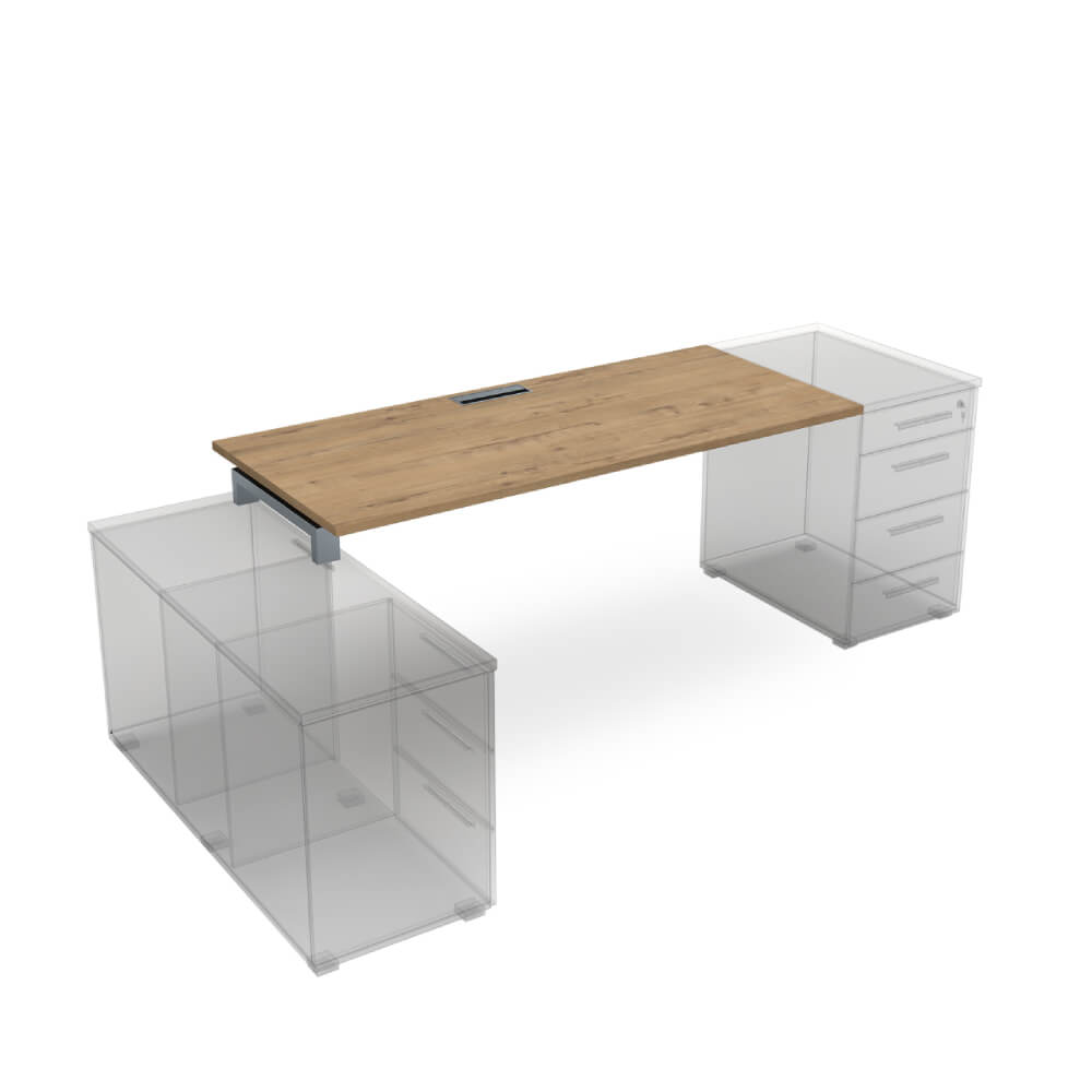 Стол рабочий 1600x800x750 (крепление к тумбе) (Teakwood/алюминий матовый, 1600x800x750)