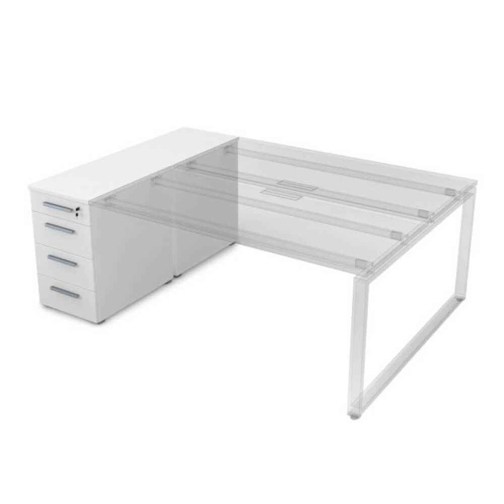 Тумба приставная 4 ящ. 1635x450x750 (общий топ) (Белый Премиум, 1635x450x750)