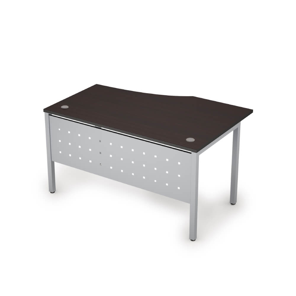 Стол эргоном. левый с экраном из металла 1400x900x750 (Венге/алюминий матовый, 1400x900x750)