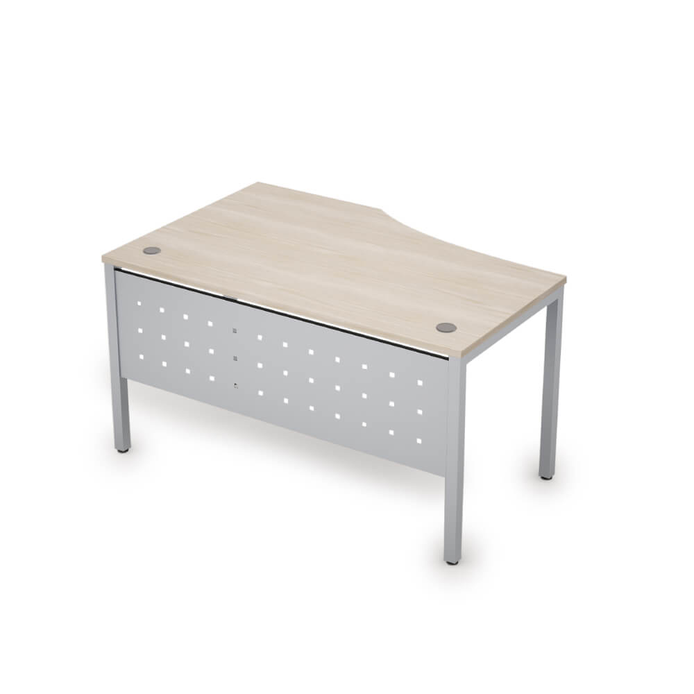 Стол эргоном. правый с экраном из металла 1400x900x750 (Шамони Светлый/алюминий матовый, 1400x900x750)