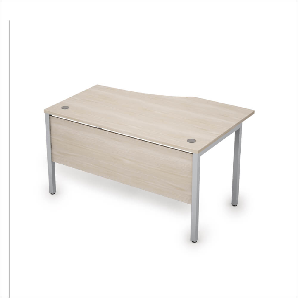 Стол эргоном. левый с экраном из ЛДСП 1400x900x750 (Шамони Светлый/алюминий матовый, 1400x900x750)