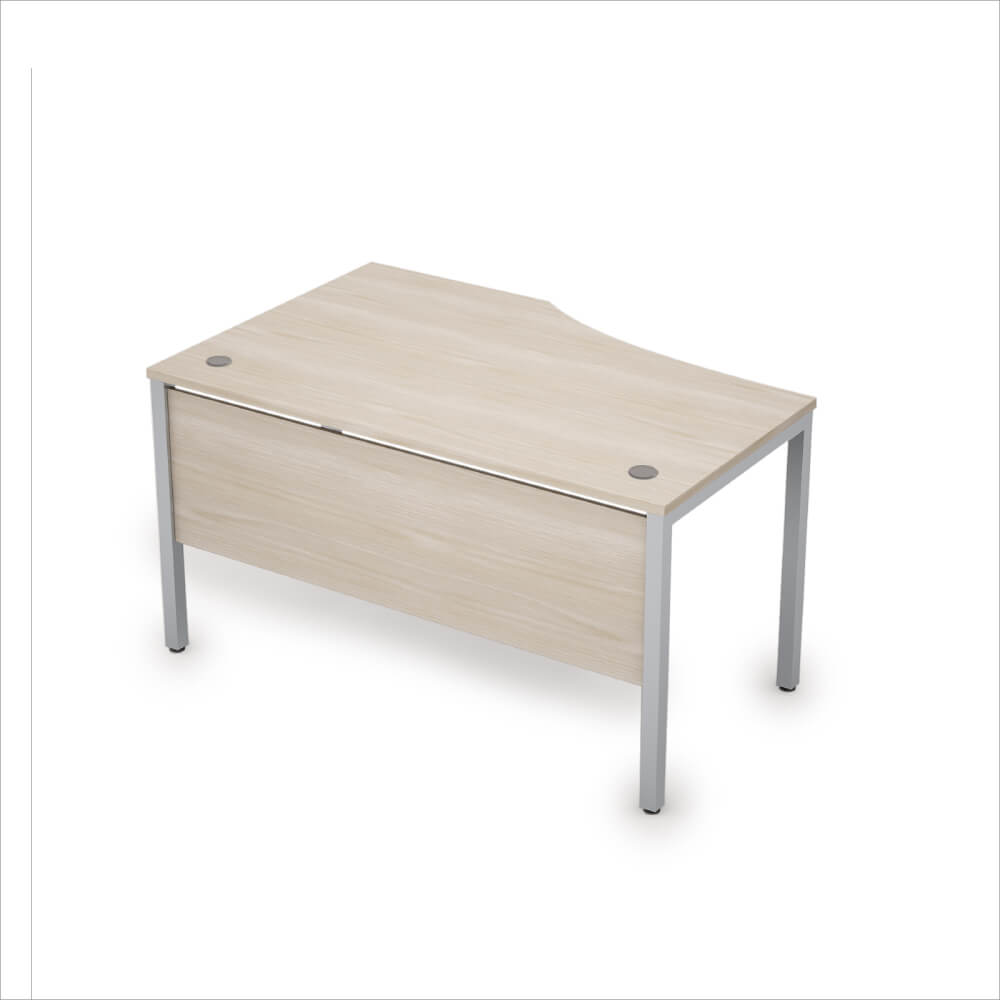 Стол эргоном. правый с экраном из ЛДСП 1400x900x750 (Шамони Светлый/алюминий матовый, 1400x900x750)