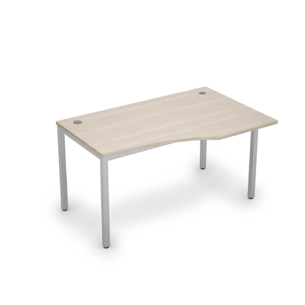 Стол криволинейный правый 1400x900x750 (Шамони Светлый/алюминий матовый, 1400x900x750)