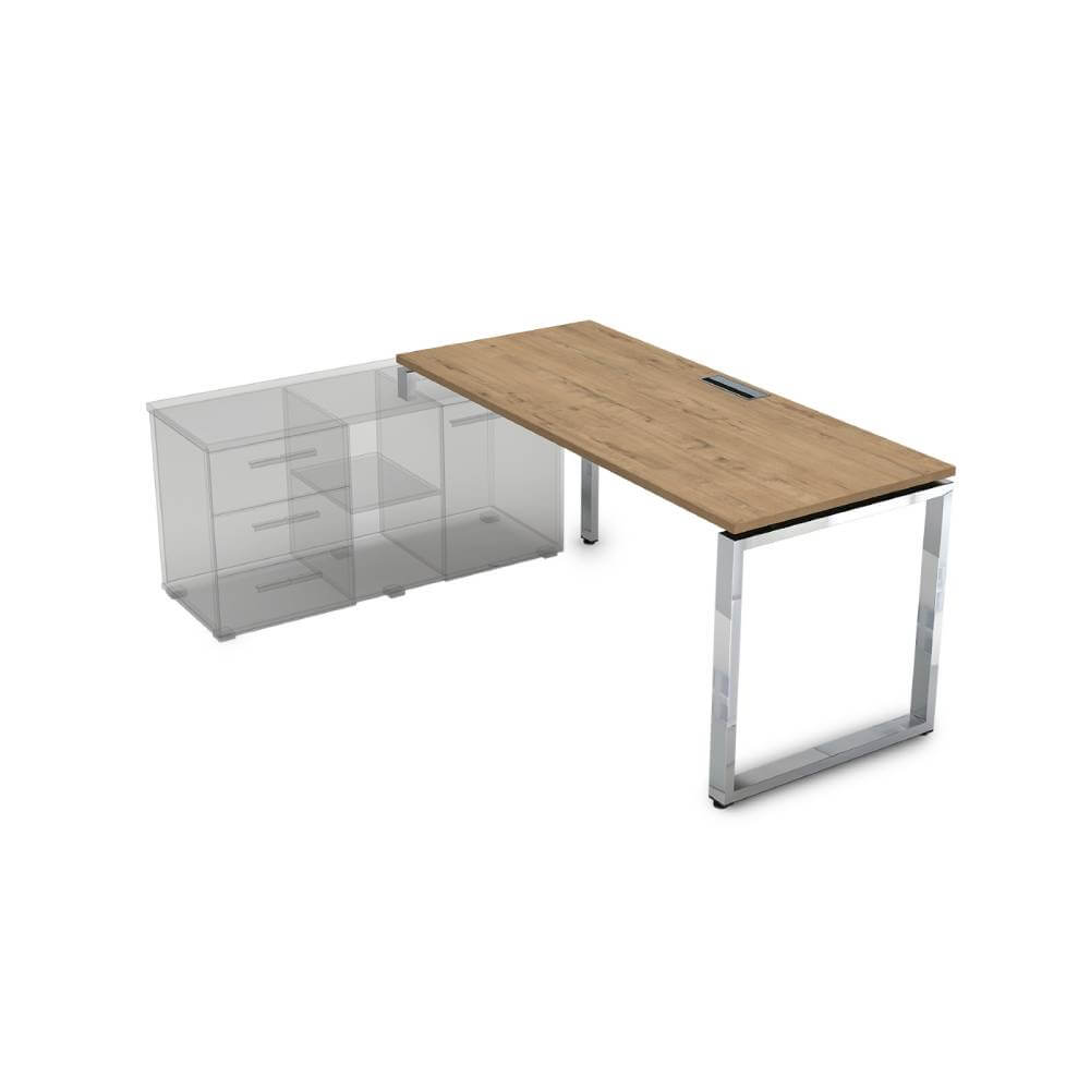 Стол рабочий левый на О-обр. м/к  1600x800x750 (Teakwood/металл глянец, 1600x800x750)