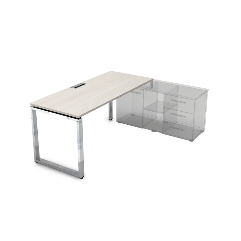 Стол рабочий правый на О-обр. м/к. 1800x900x750 (Ivory/металл глянец, 1800x900x750)