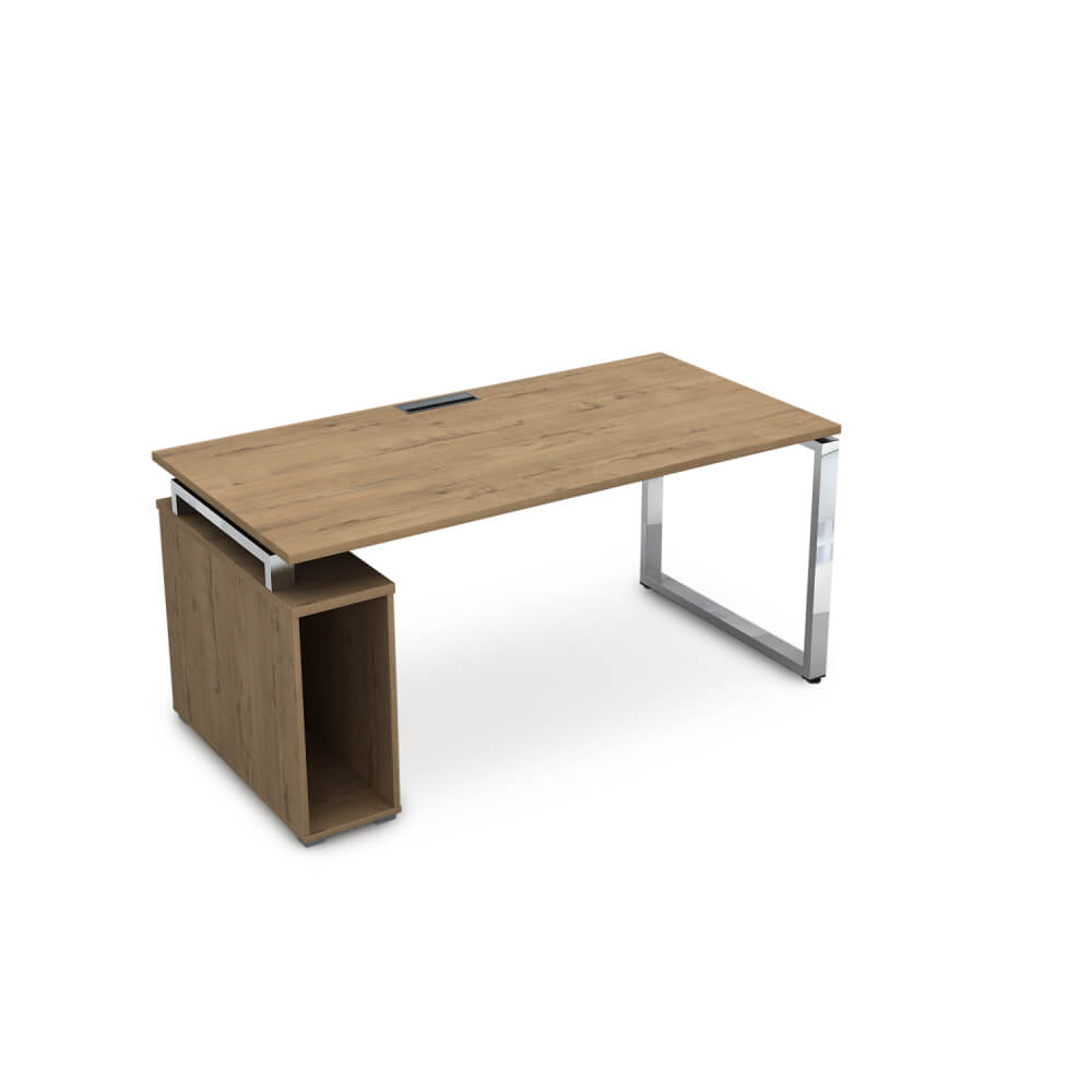 Стол с тумбой под системный блок на О-обр. м/к 1800x800x750 (Teakwood/металл глянец, 1800x800x750)