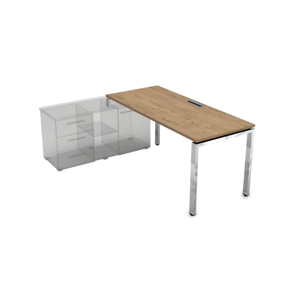 Стол рабочий левый на П-обр. м/к 1600x800x750 (Teakwood/металл глянец, 1600x800x750)