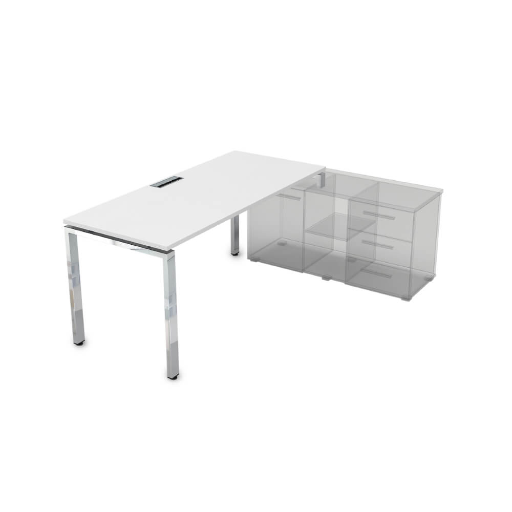 Стол рабочий правый на П-обр. м/к. 1800x900x750 (Белый Премиум/металл глянец, 1800x900x750)