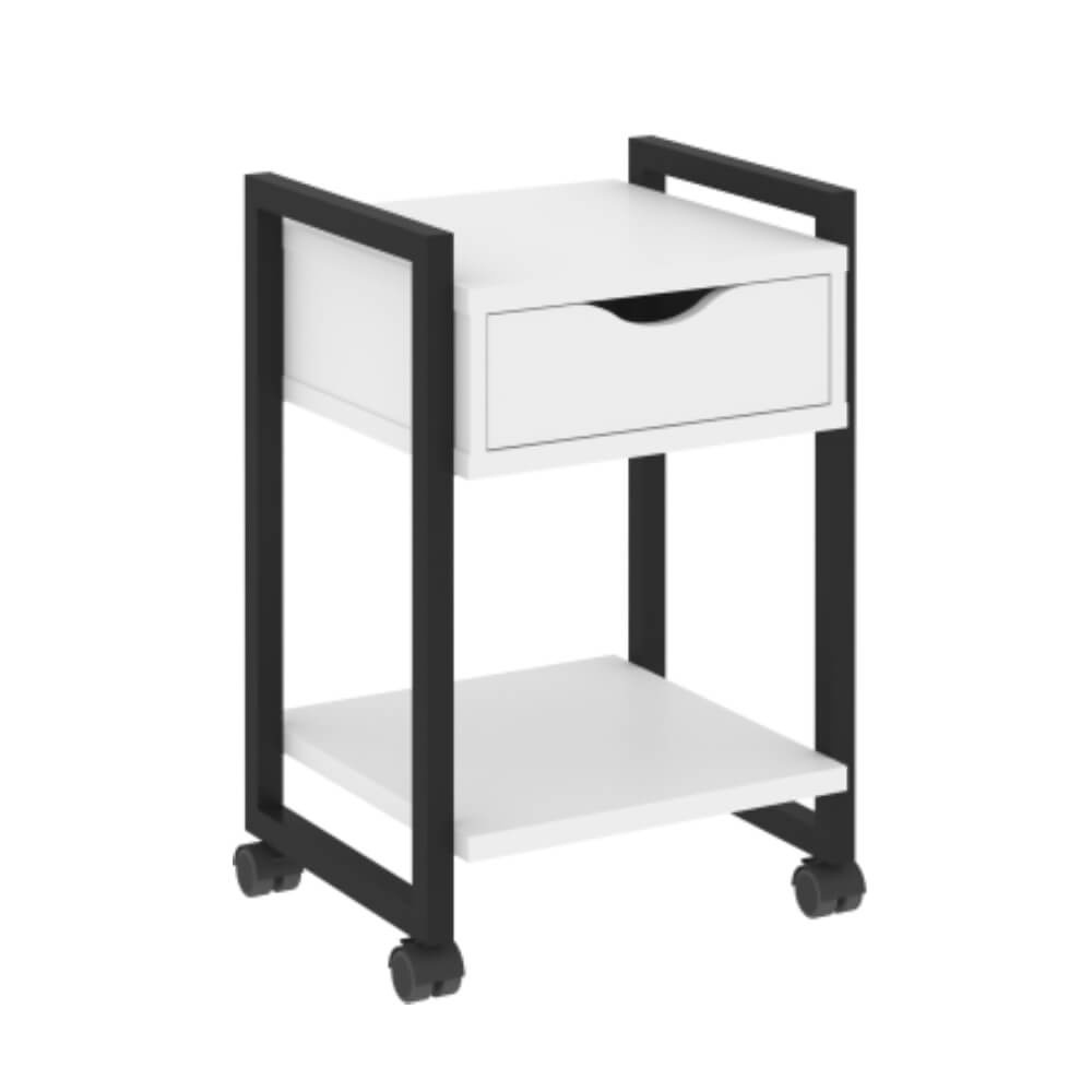 Тумба мобильная открытая 500x450x767 (Белый Бриллиант/чёрный, 500x460x767)