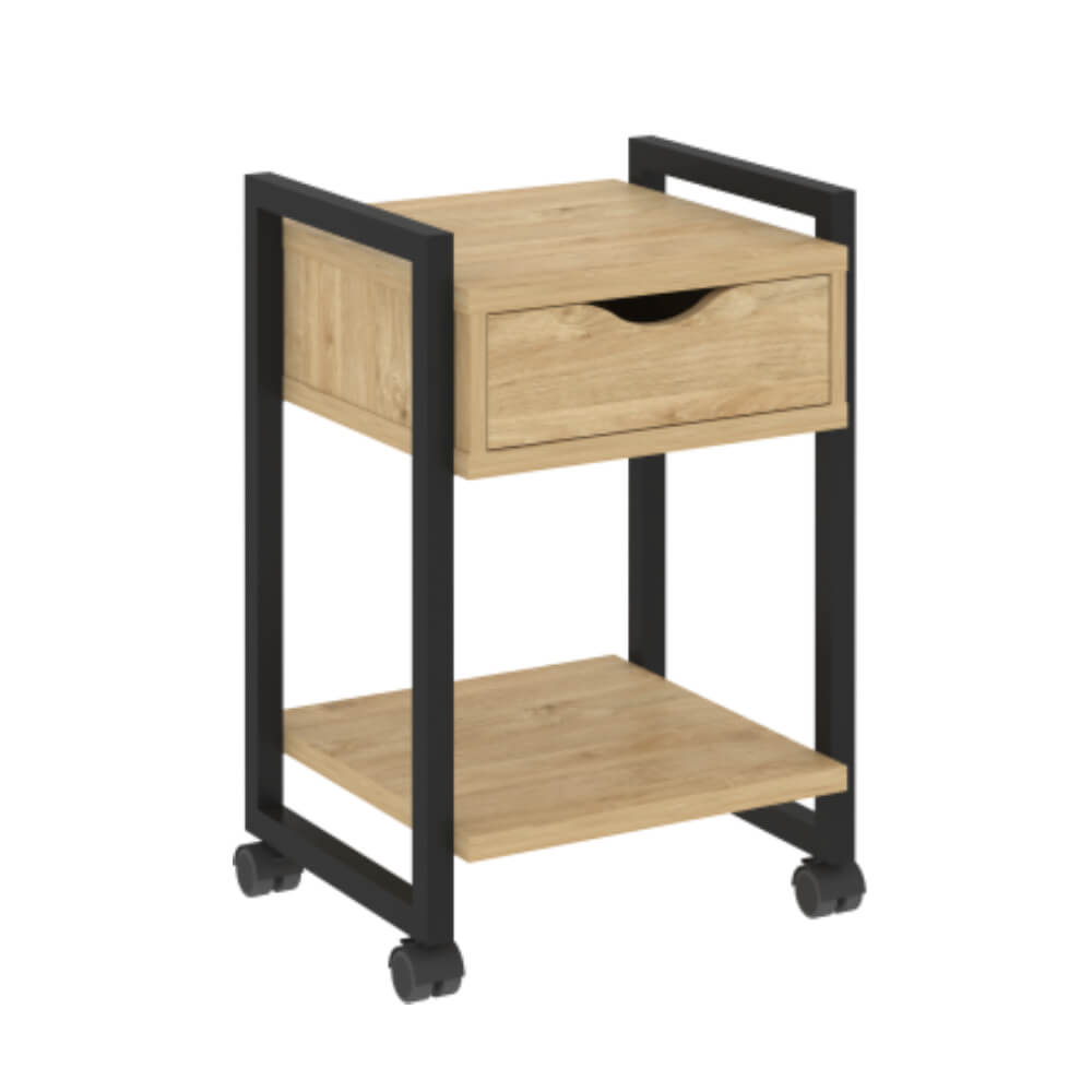 Тумба мобильная открытая 500x450x767 (Тиквуд Светлый/чёрный, 500x460x767)