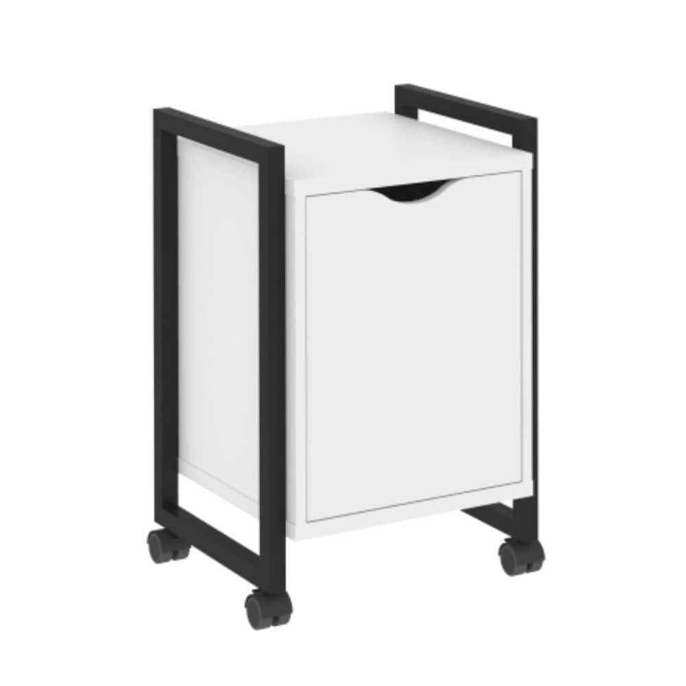 Тумба мобильная закрытая  500x460x767 (Белый Бриллиант/чёрный 500x460x767)