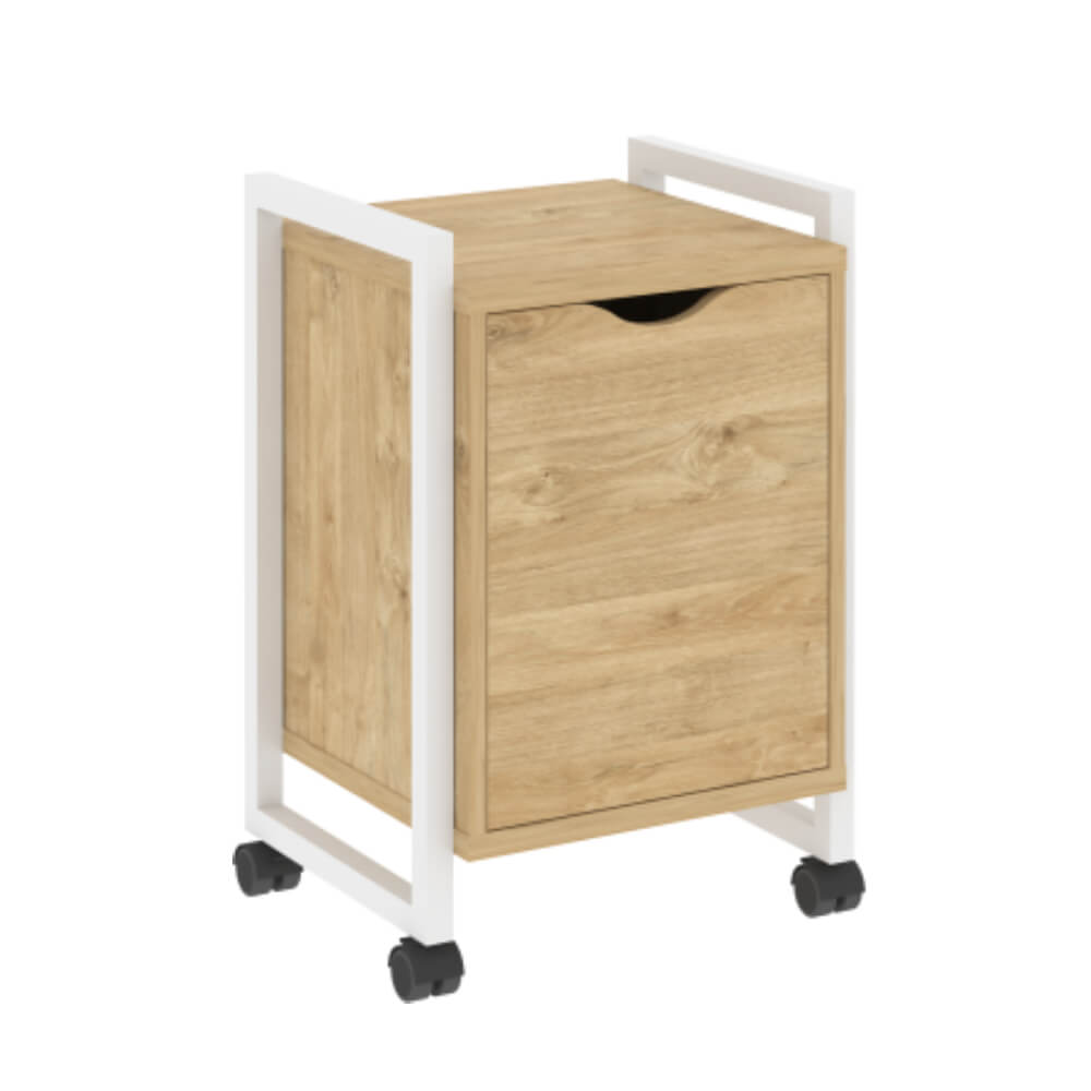 Тумба мобильная закрытая  500x460x767 (Тиквуд Светлый/белый, 500x460x767)