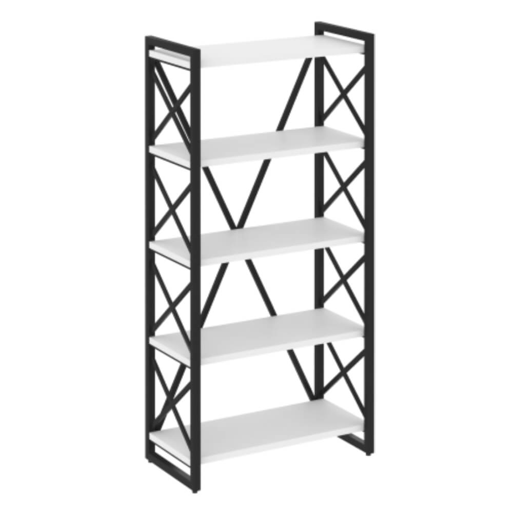 Стеллаж широкий 5 ур.на регулируемых опорах 800x400x1650 (Белый Бриллиант/чёрный, 800x400x1650)