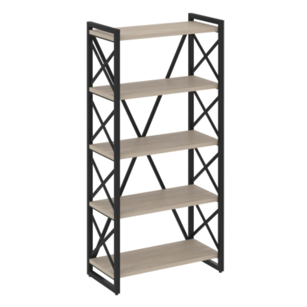 Стеллаж широкий 5 ур.на регулируемых опорах 800x400x1650 (Дуб Аттик/чёрный, 800x400x1650)
