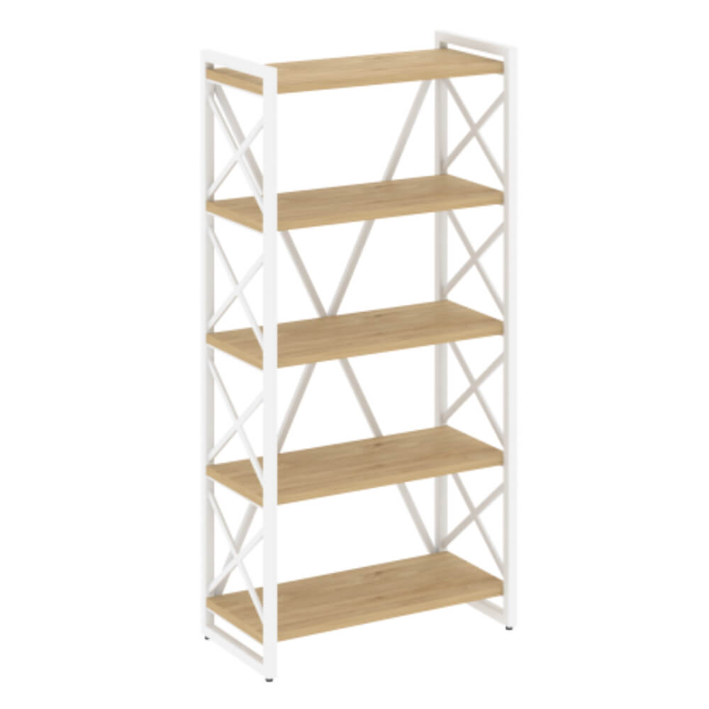 Стеллаж широкий 5 ур.на регулируемых опорах 800x400x1650 (Тиквуд Светлый/белый, 800x400x1650)