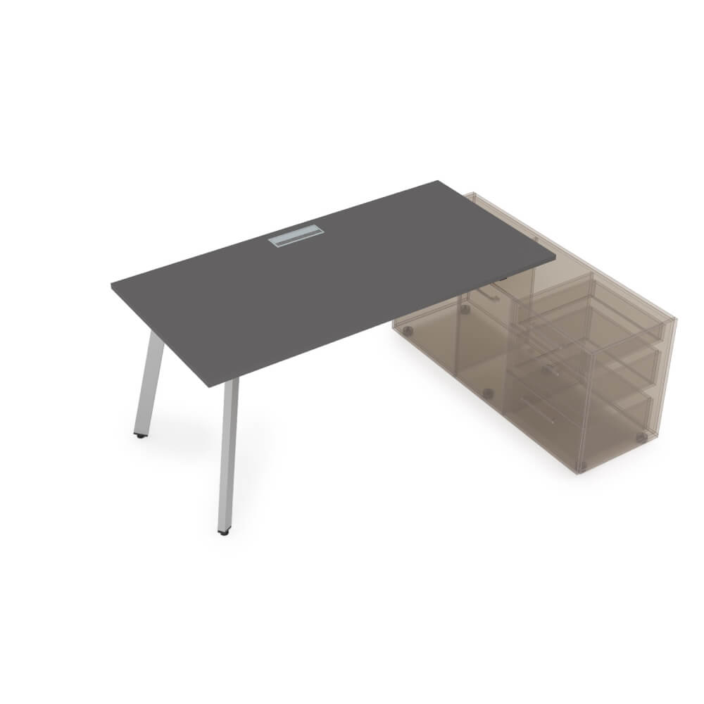 Стол с опорной тумбой на м/к 1600x700x750 (Графит/алюминий матовый, 1600x700x750)