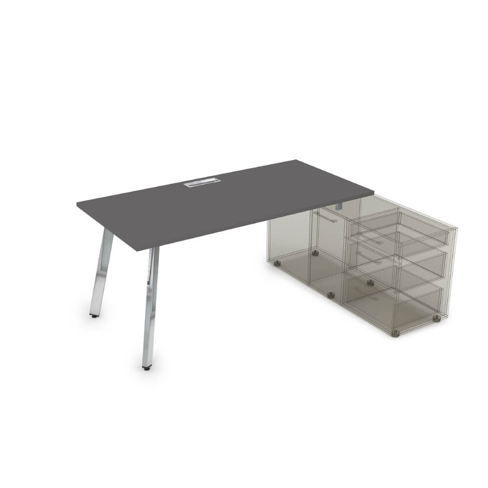 Стол с опорной тумбой на м/к 1600x700x750 (Графит/металл глянец, 1600x700x750)