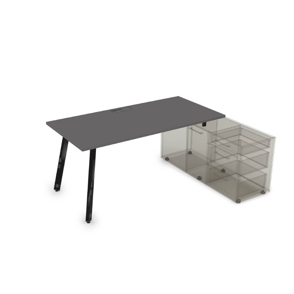 Стол с опорной тумбой на м/к 1600x700x750 (Графит/чёрный глянец, 1600x700x750)