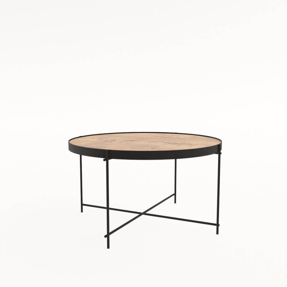 Стол журнальный круглый MAGIC 800x800x450 (Teakwood/чёрный, 800x800x450)
