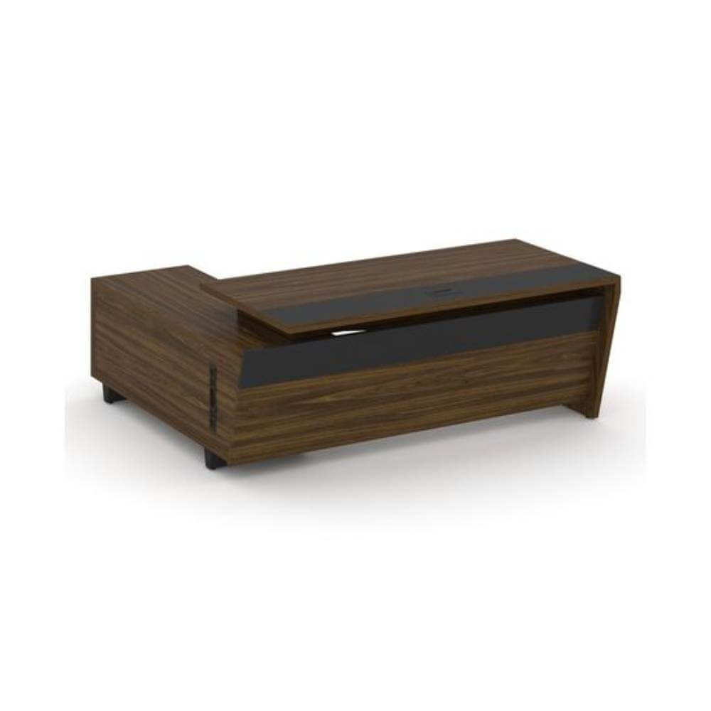 Стол руководителя с опорной тумбой, правый 2000x1800x750 (Орех Лоренцо/Графит, 2000x1800x750)