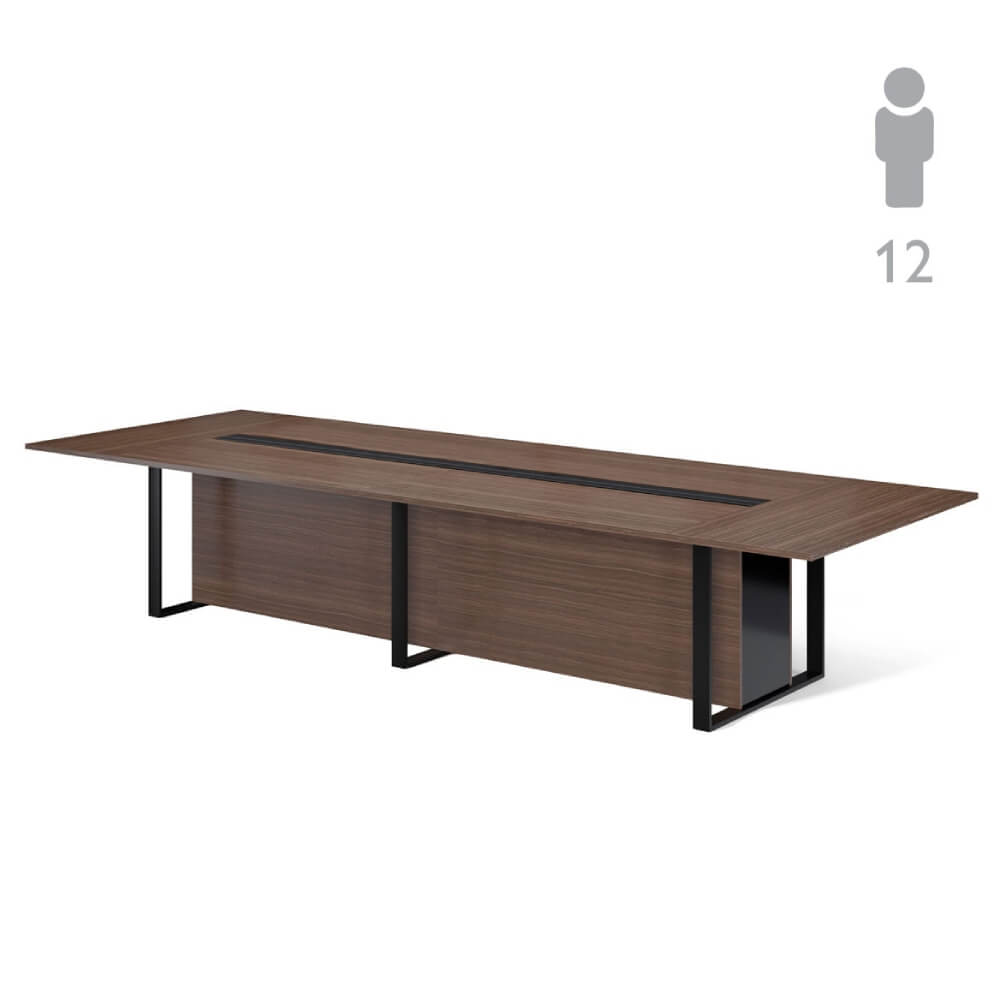 Стол для переговоров L 396 с коробом (чёрный м/к) (Орех/чёрный, 3960x1400x760)