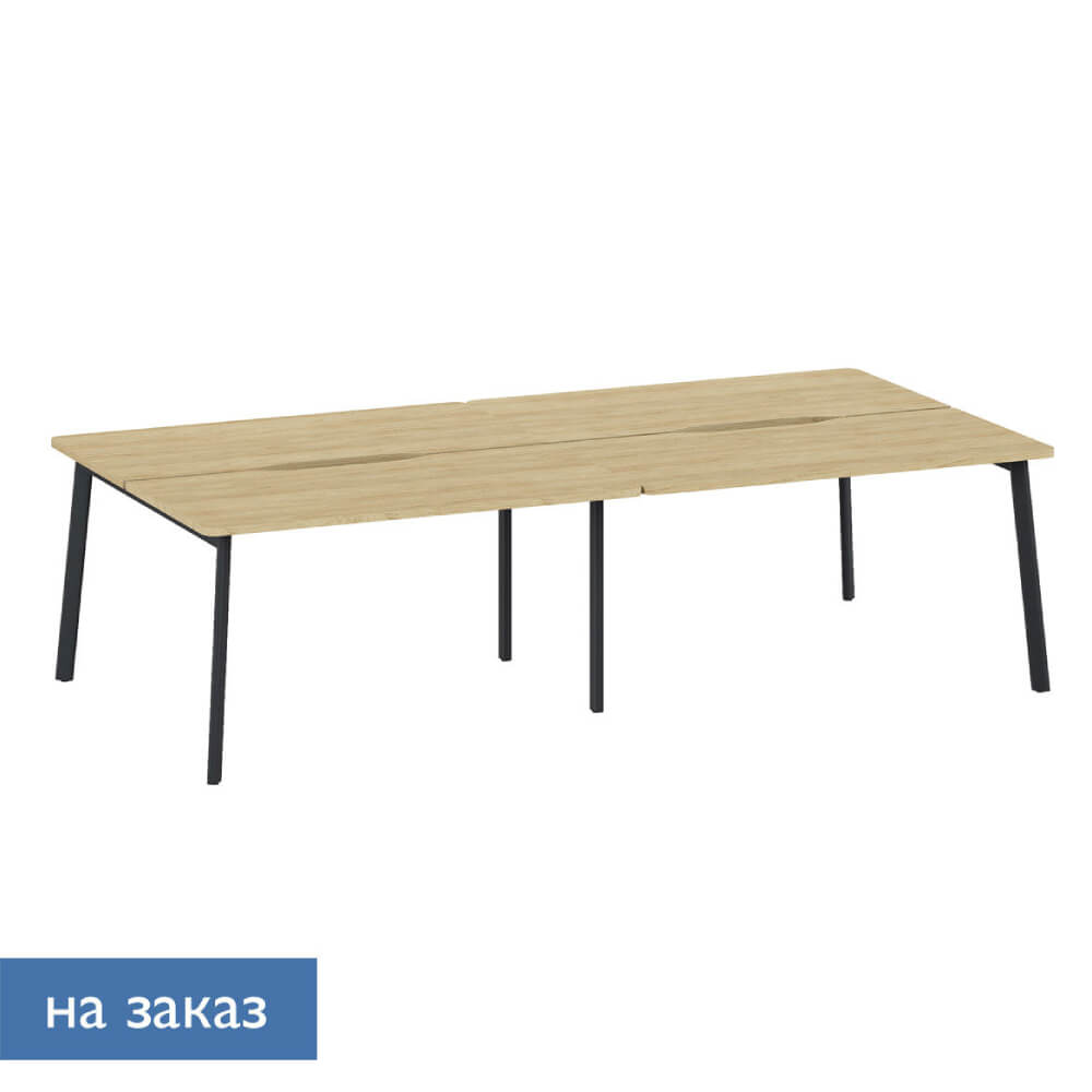 Бенч-система на 4 рабочих места 3160x1410x750 (Гикори/Графит, 3160x1410x750)