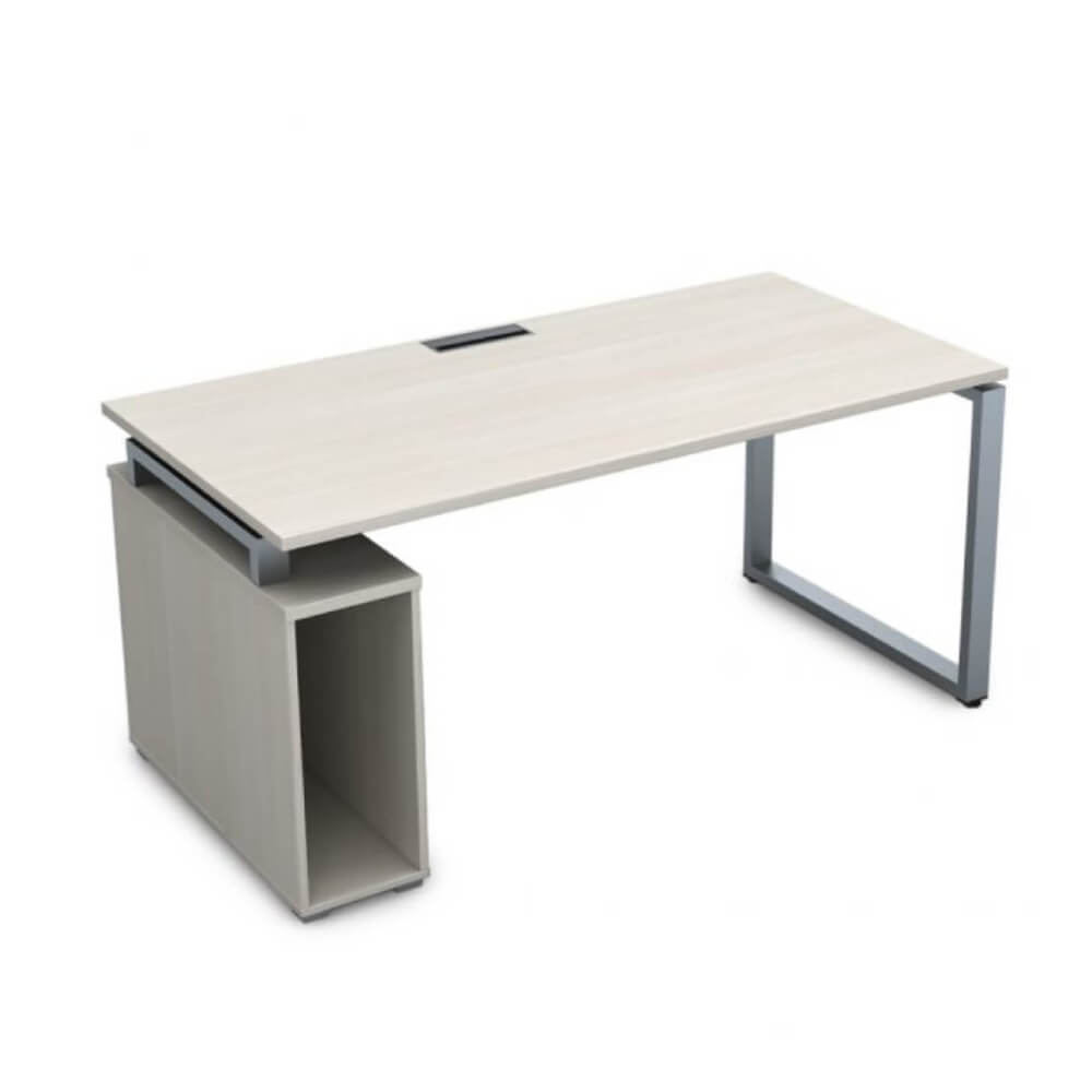 Стол с тумбой под системный блок 1800x800x750 (Ivory/алюминий матовый, 1800x800x750)