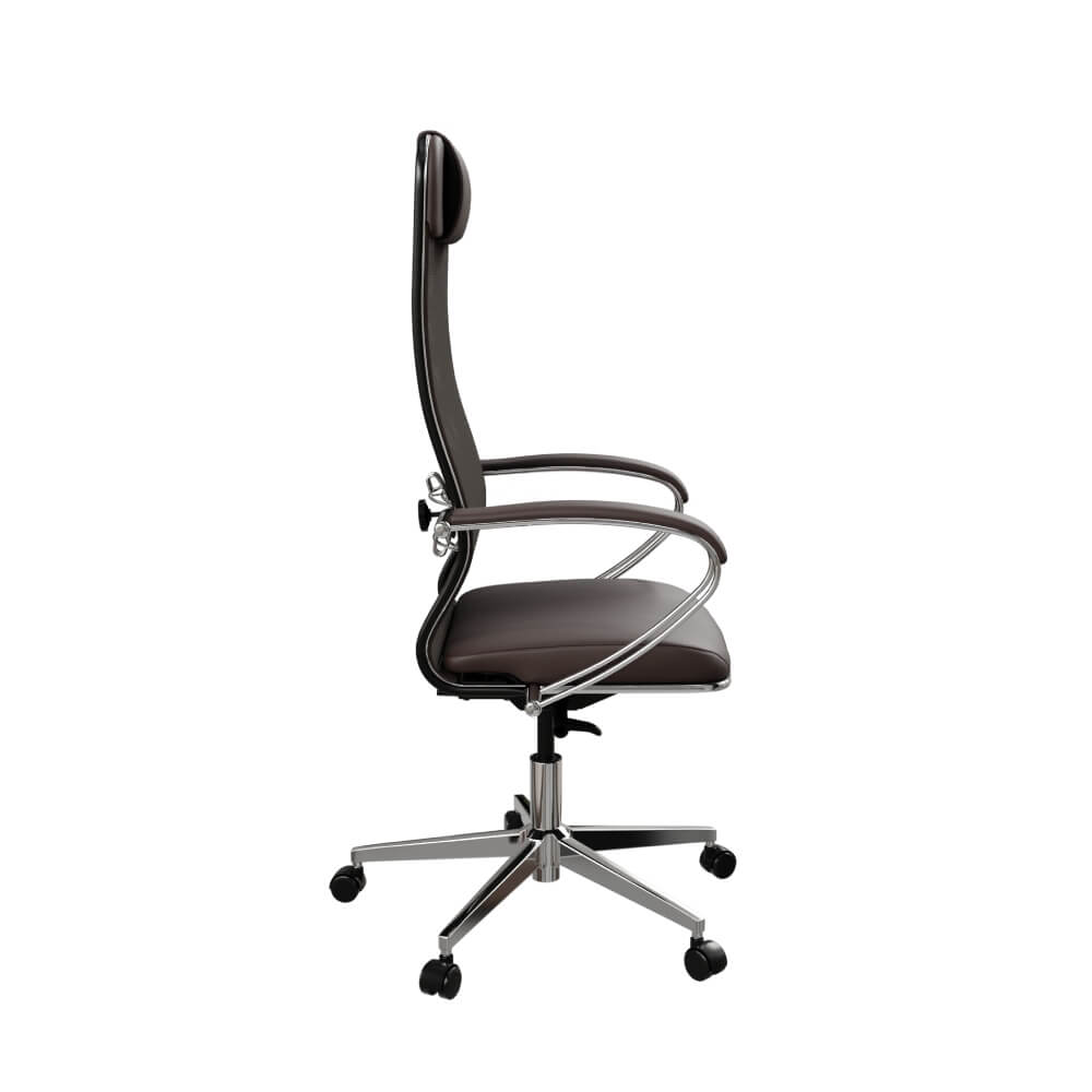 Кресло ErgoLife Comfort 710x700x118,9-133,4 (Тёмно-Коричневый, 71x70x118,9-133,4 сетка/кожа, хром прямоугольная.)