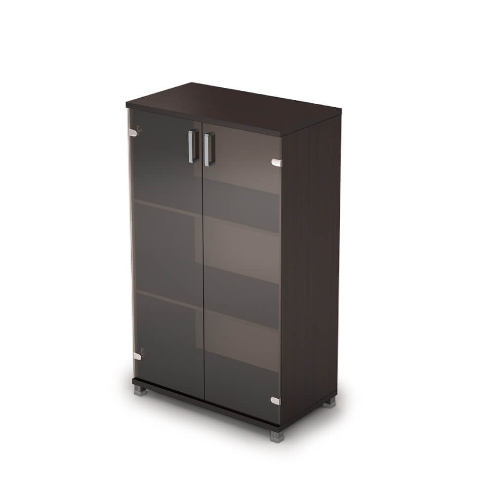 Шкаф-витрина (стекло-бронза) средн. широкий 3 ур.800x450x1348 ХДФ (Венге, 800x450x1348, Задняя стенка шкафа: ХДФ)