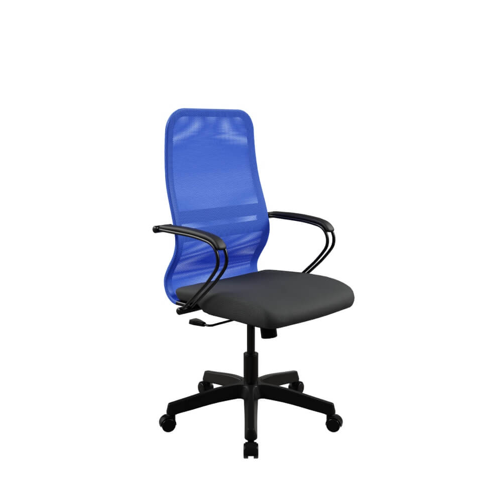 Кресло Sit 8 B2-8K 62,3x65x102,9-114,4 (Синий/Чёрный, 62,3x65x102,9-114,4, сетка/ткань. Пластик.)