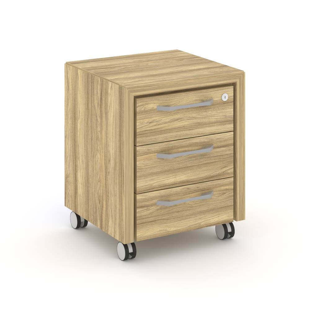 Тумба мобильная 3 ящика (с замком) 480x450x600 (Гикори Песочный/Ваниль, 480x450x600)