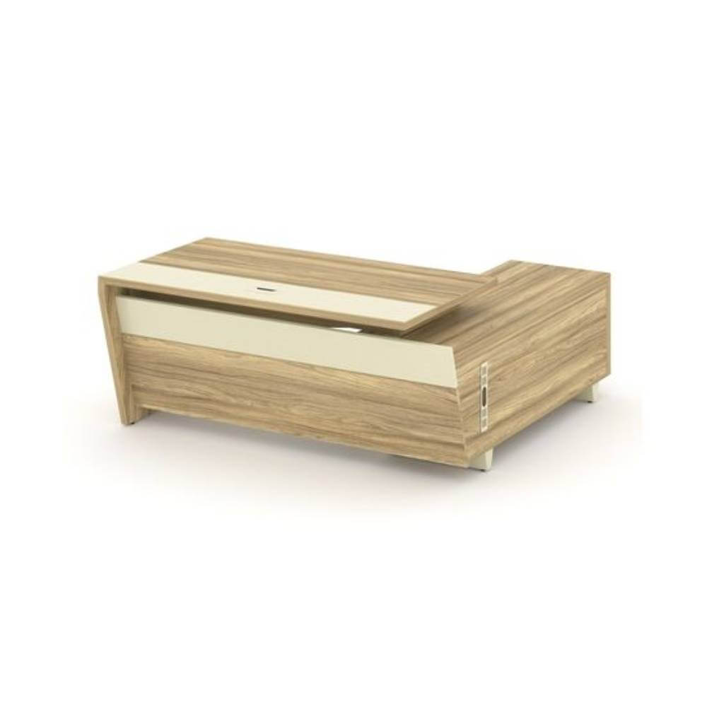 Стол руководителя с опорной тумбой, левый 1800x1800x750 (Гикори Песочный/Ваниль, 1800x1800x750)