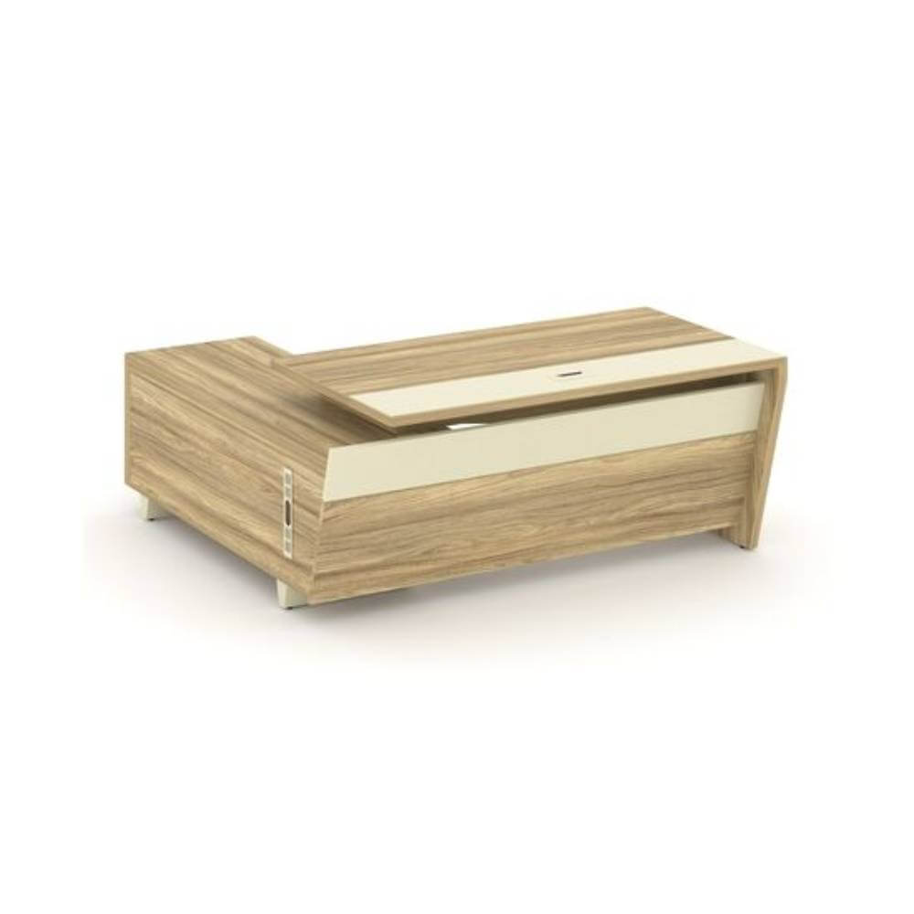 Стол руководителя с опорной тумбой, правый 1800x1800x750 (Гикори Песочный/Ваниль, 1800x1800x750)