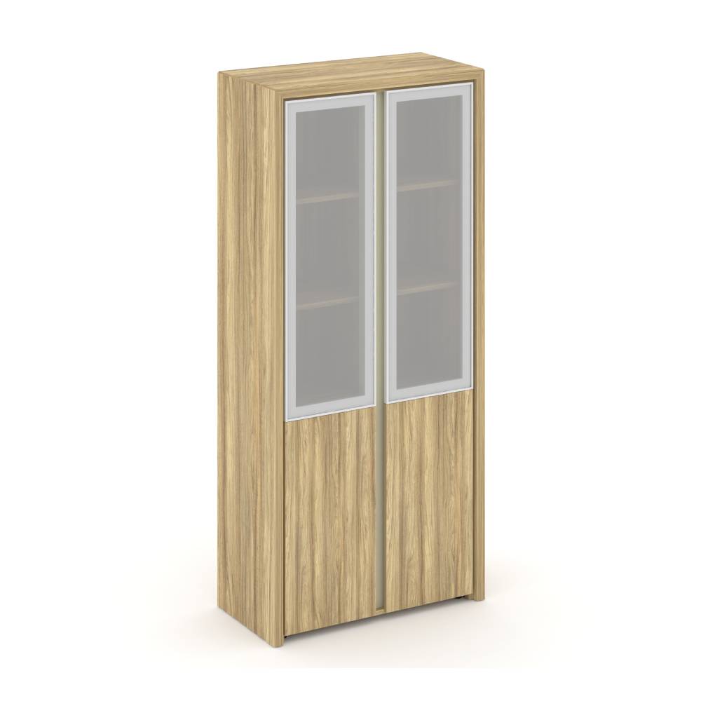 Шкаф комбинированный высокий (стекло сатин) 900x450x2000 (Гикори Песочный/Ваниль, 900x450x2000)