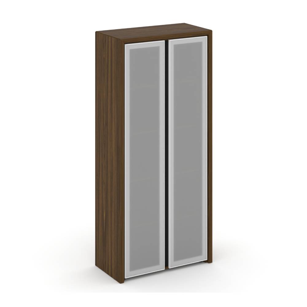 Шкаф-витрина высокий (стекло сатин в раме) 900x450x2000 (Орех Лоренцо/Графит, 900x450x2000)
