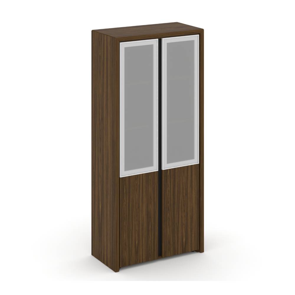Шкаф комбинированный высокий (стекло сатин) 900x450x2000 (Орех Лоренцо/Графит, 900x450x2000)